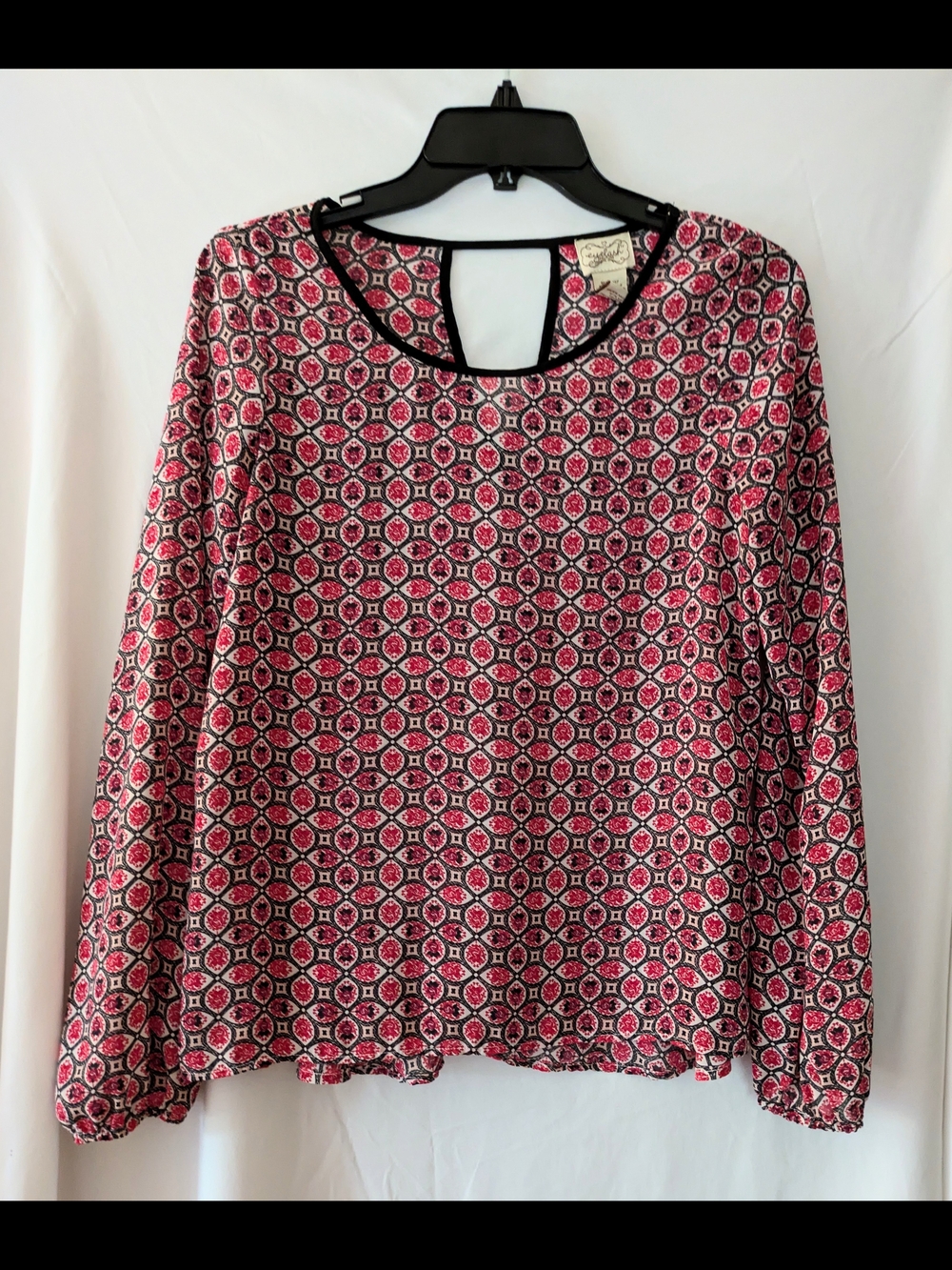 Eyelash Couture Pink and Black Geometric Long Sleeve Top